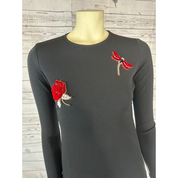 Ginger long sleeved A line dress with dragonfly Rose embellishments size xxsmall - Picture 6 of 12